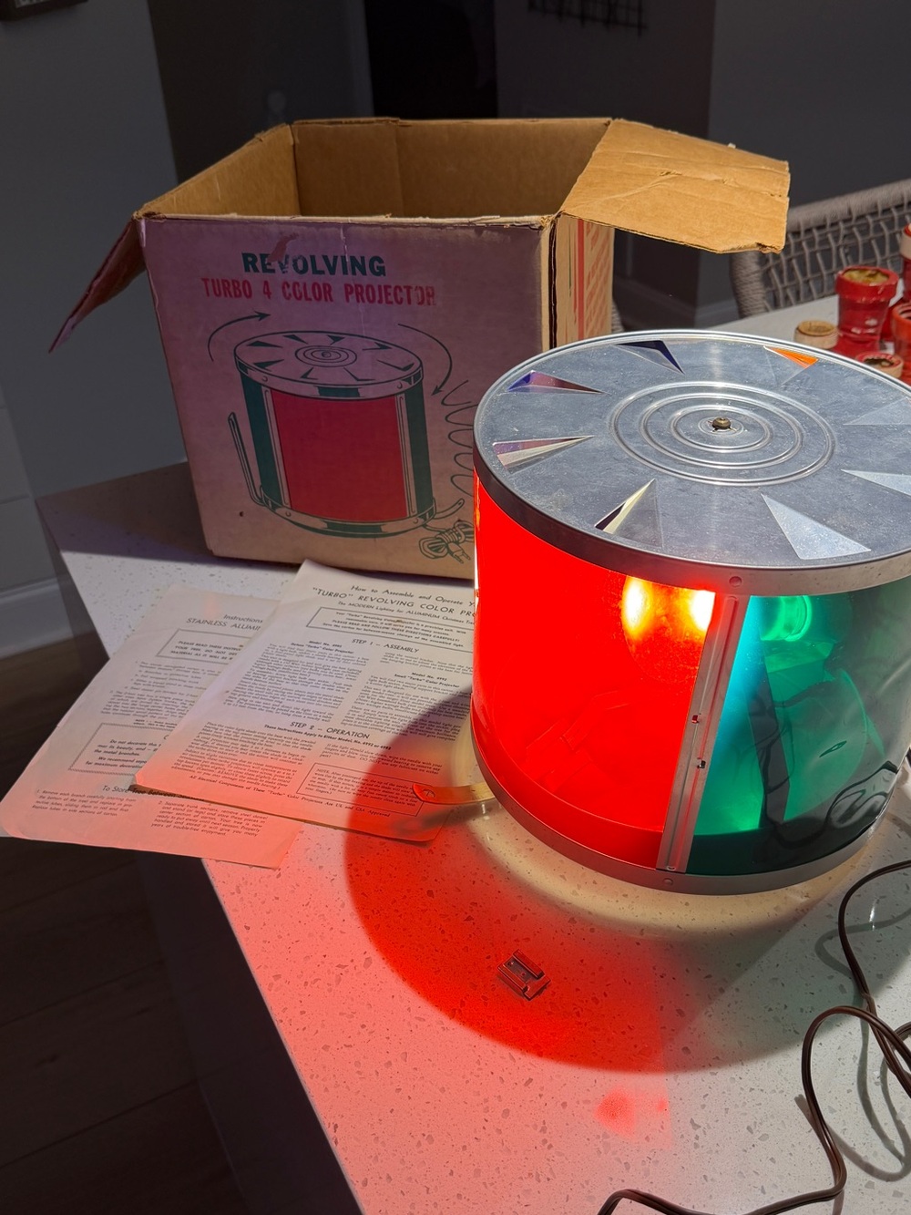 Vintage Evergleam Xmas Revolving 4 Color Projector (with box & instructions)